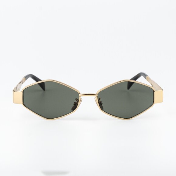 Celine TRIOMPHE Men Sunglasses Gold Green CL40254U 30N NEW AUTHENTIC - Picture 3 of 14